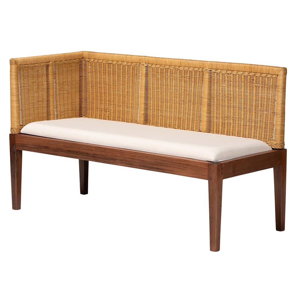 bali & pari - Tabanan Set of 2 Corner Benches in Brown/White - Tabanan-Light Honey/Light Brown-2PC Bench Set view 2