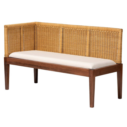 bali & pari - Tabanan Set of 2 Corner Benches in Brown/White - Tabanan-Light Honey/Light Brown-2PC Bench Set view 2