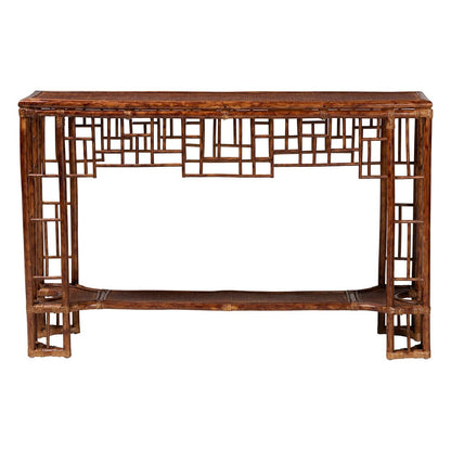 bali & pari - Tahlia Console Table in Marbled Tortoise Brown - WS207-Tortoise Rattan-Console Table view 2