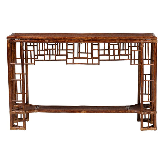 bali & pari - Tahlia Console Table in Marbled Tortoise Brown - WS207-Tortoise Rattan-Console Table view 2