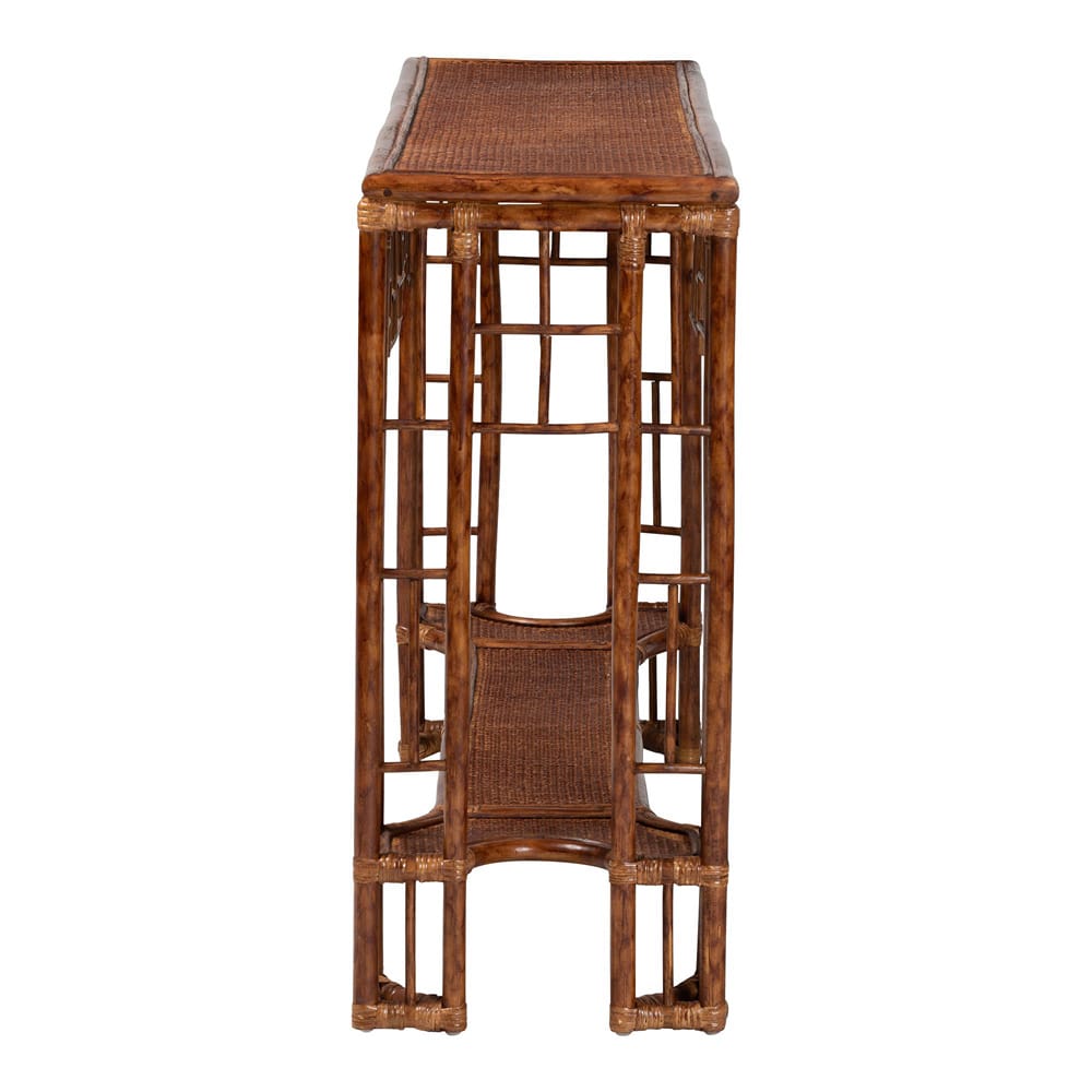 bali & pari - Tahlia Console Table in Marbled Tortoise Brown - WS207-Tortoise Rattan-Console Table view 3