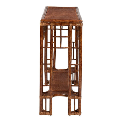 bali & pari - Tahlia Console Table in Marbled Tortoise Brown - WS207-Tortoise Rattan-Console Table view 3