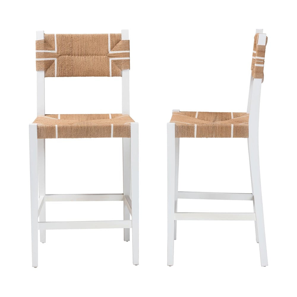 bali & pari - Talli Set of 2 Bar Stools in Brown/White - BCP-01-Wood/White-BS view 2