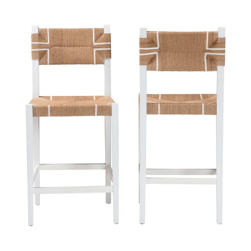 bali & pari - Talli Set of 2 Bar Stools in Brown/White - BCP-01-Wood/White-BS view 3