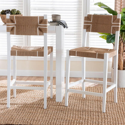 bali & pari - Talli Set of 2 Bar Stools in Brown/White - BCP-01-Wood/White-BS view 7