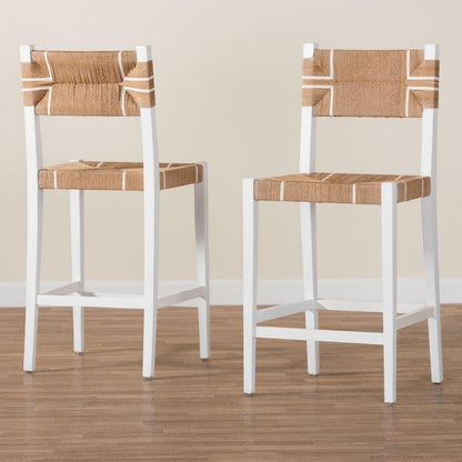 bali & pari - Talli Set of 2 Bar Stools in Brown/White - BCP-01-Wood/White-BS view 8