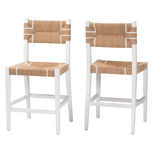 bali & pari - Talli Set of 2 Counter Stools in Brown/White - CCP-02-Wood/White-CS view 1