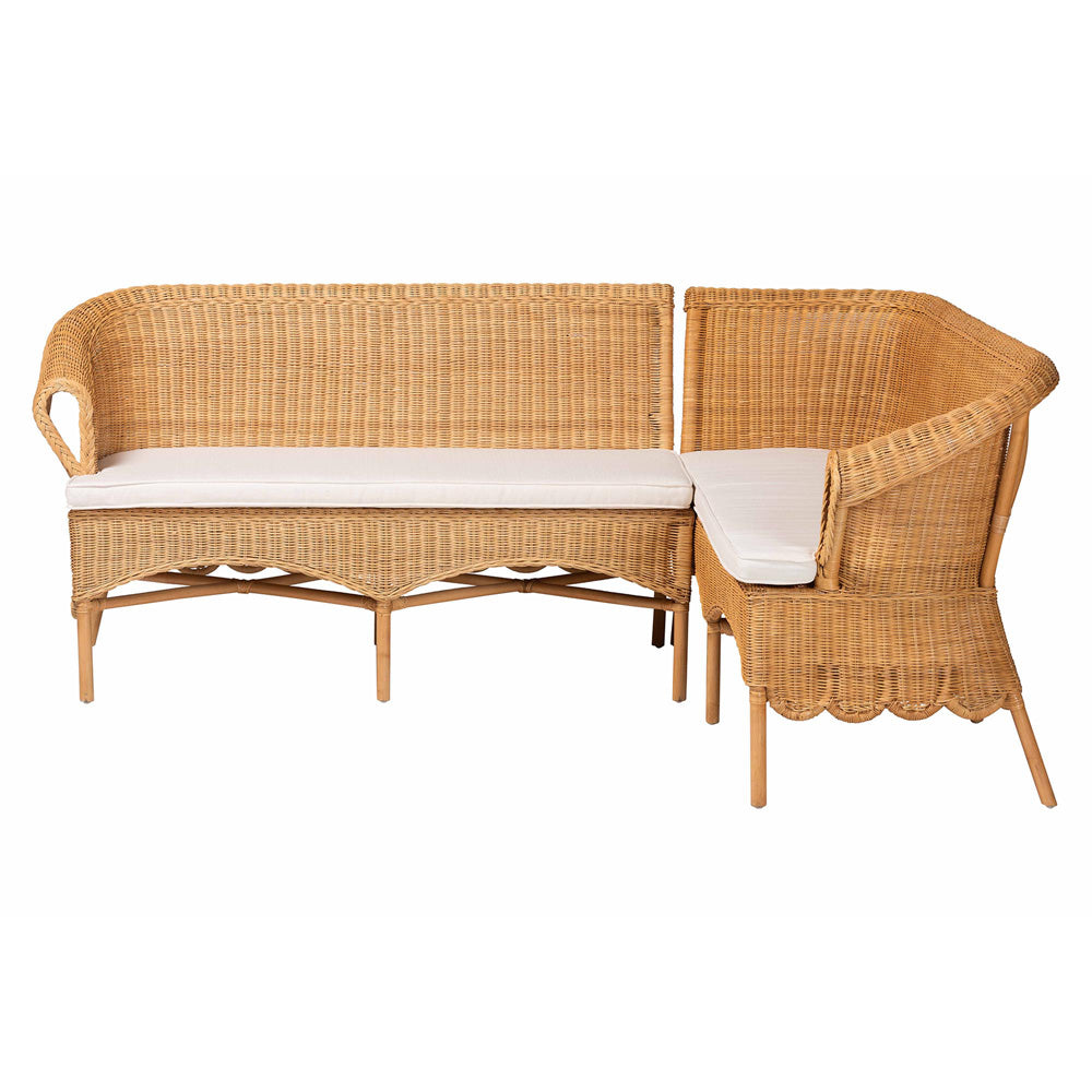 bali & pari - Tamara Set of 2 Corner Benches in Light Honey - Tamara-Light Honey Rattan-2PC Bench Set view 4