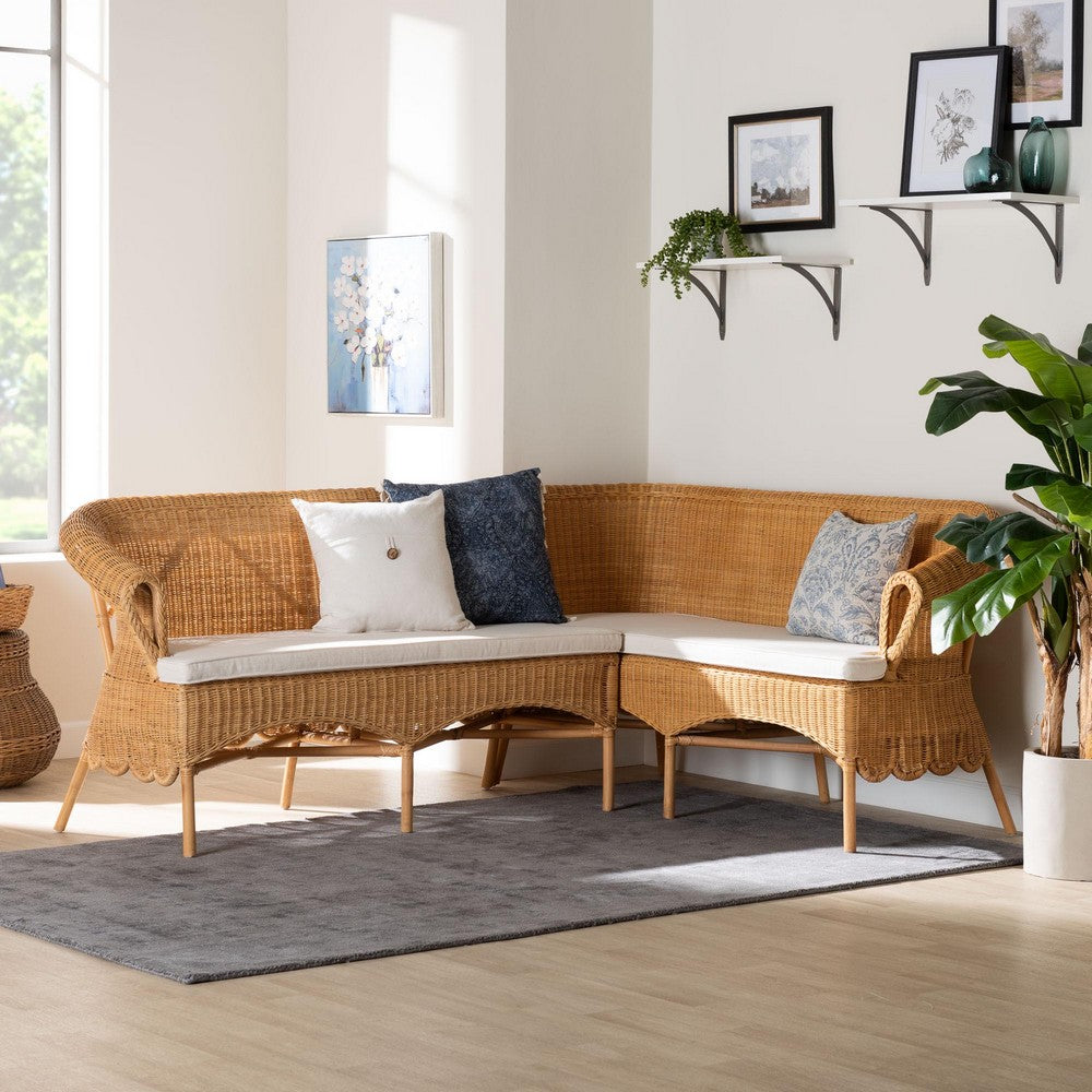 bali & pari - Tamara Set of 2 Corner Benches in Light Honey - Tamara-Light Honey Rattan-2PC Bench Set view 9