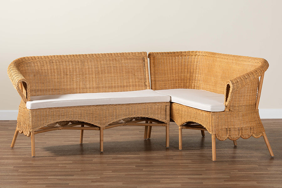 bali & pari - Tamara Set of 2 Corner Benches in Light Honey - Tamara-Light Honey Rattan-2PC Bench Set view 10