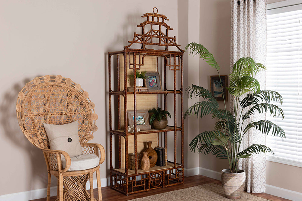 bali & pari - Tamiko Shelving Unit - Temple-Tortoise-Rattan-Shelf view 2