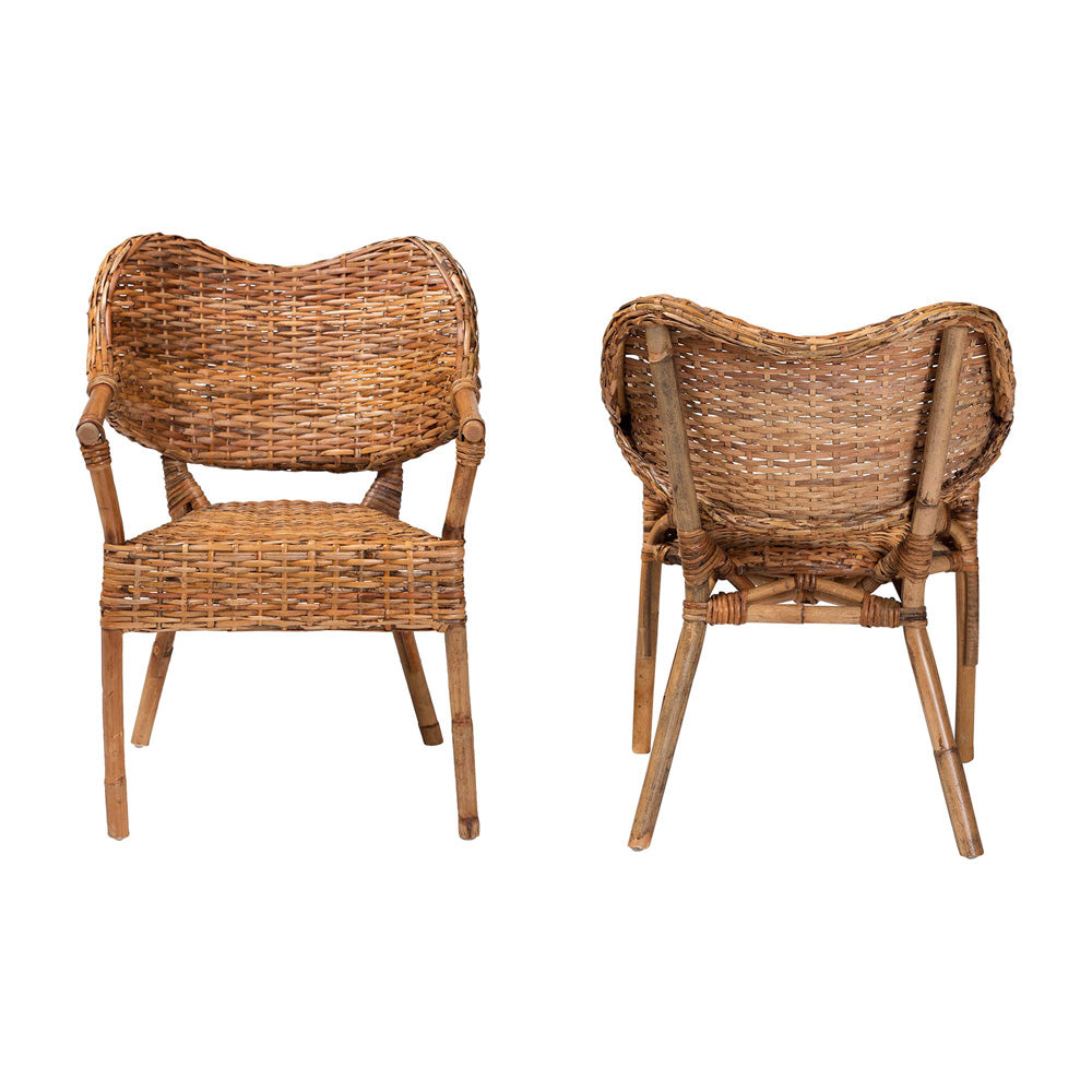 bali & pari  - Tara Set of 2 Dining Chairs in Natural Brown - Tara-Brown Rattan/Natural-DC view 2