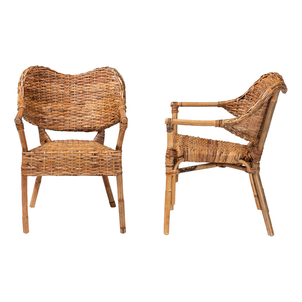 bali & pari  - Tara Set of 2 Dining Chairs in Natural Brown - Tara-Brown Rattan/Natural-DC view 3