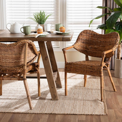 bali & pari  - Tara Set of 2 Dining Chairs in Natural Brown - Tara-Brown Rattan/Natural-DC view 7