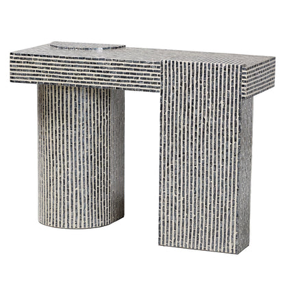 bali & pari  - Tawana Console Table in Black/White - F2502-FT08-Capiz-Console Table view 1
