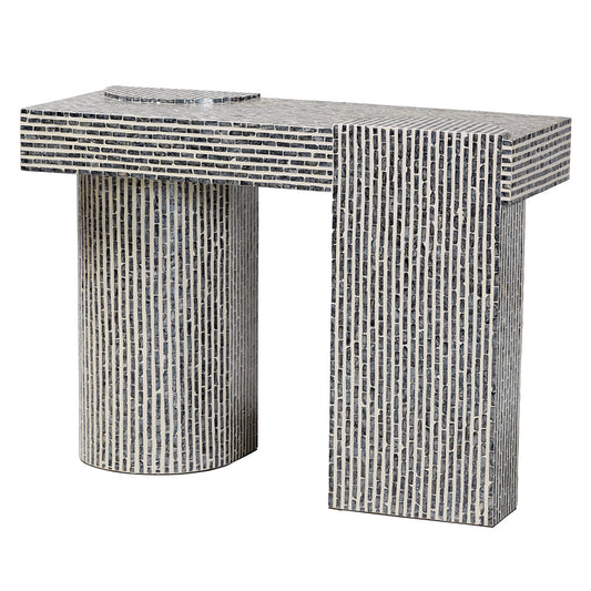 bali & pari  - Tawana Console Table in Black/White - F2502-FT08-Capiz-Console Table view 1