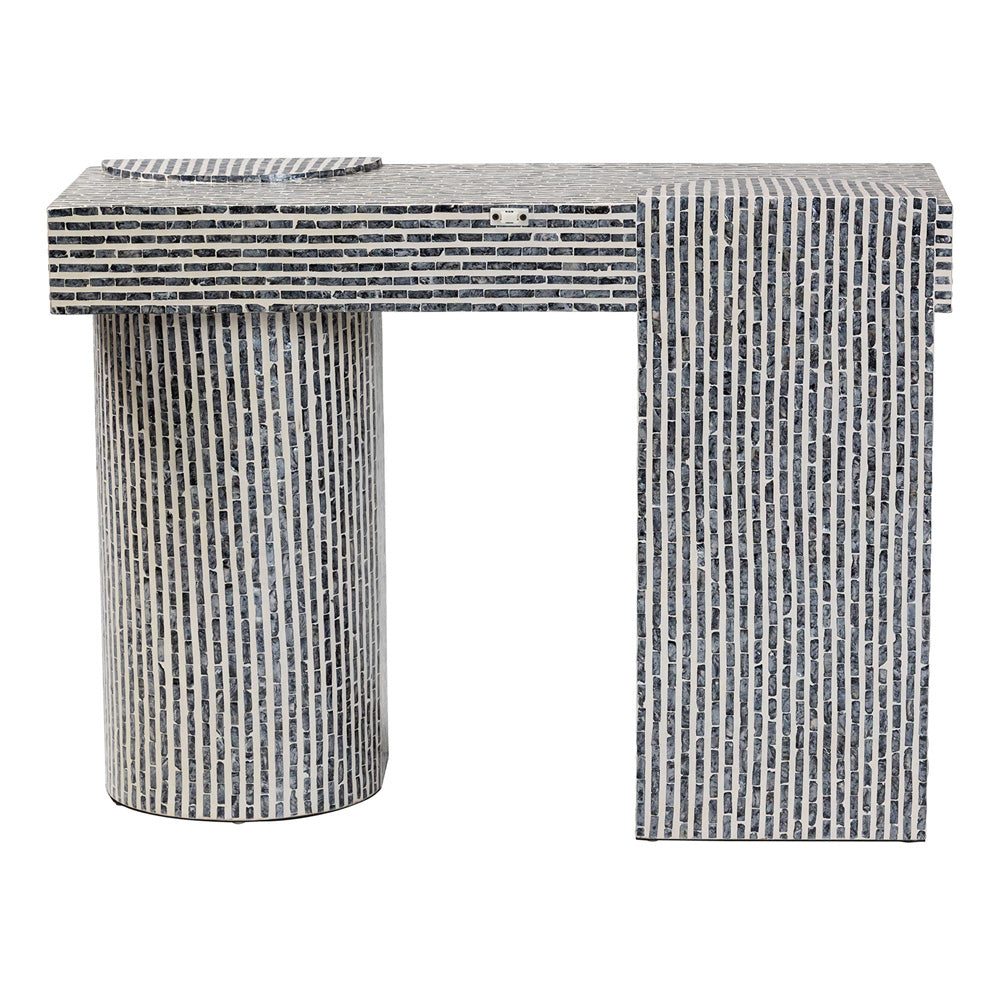 bali & pari  - Tawana Console Table in Black/White - F2502-FT08-Capiz-Console Table view 4