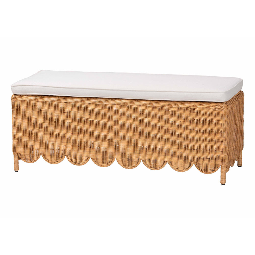 bali & pari - Teresa Bench in Light Honey - Teresa-Rectangle-Light Honey/Rattan Cushioned-Ottoman view 1