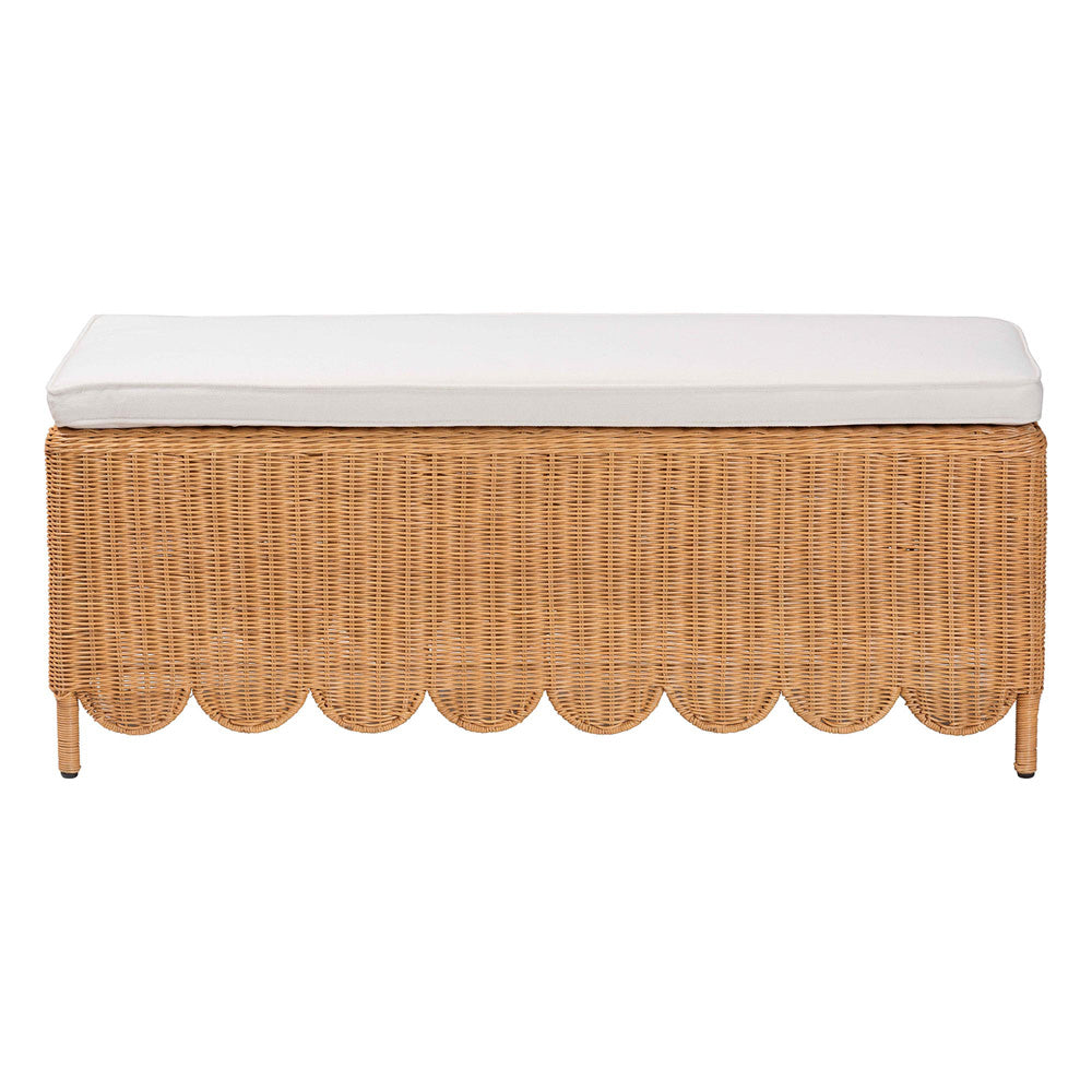 bali & pari - Teresa Bench in Light Honey - Teresa-Rectangle-Light Honey/Rattan Cushioned-Ottoman view 2