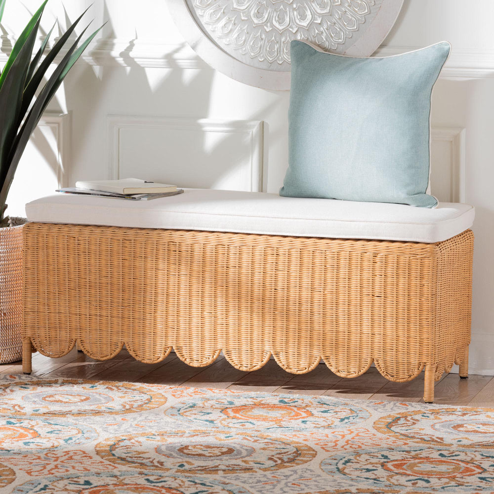 bali & pari - Teresa Bench in Light Honey - Teresa-Rectangle-Light Honey/Rattan Cushioned-Ottoman view 6