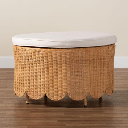 bali & pari - Teresa Ottoman in Light Honey - Teresa-Round-Light Honey/Rattan Cushioned-Ottoman view 5
