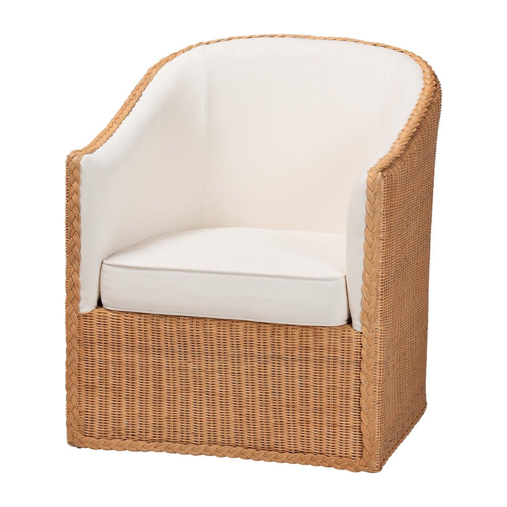 bali & pari - Tessa Arm Chair in Light Honey/White - TESSA-Wooden/Sun Bleached Rattan-CC view 1