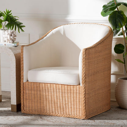 bali & pari - Tessa Arm Chair in Light Honey/White - TESSA-Wooden/Sun Bleached Rattan-CC view 8