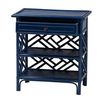 bali & pari - Tiaret Nightstand in Blue - WS117-Small Knob-Royal Blue-Rattan-NS view 2