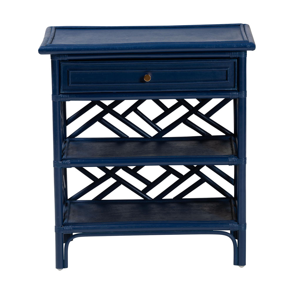 bali & pari - Tiaret Nightstand in Blue - WS117-Small Knob-Royal Blue-Rattan-NS view 3