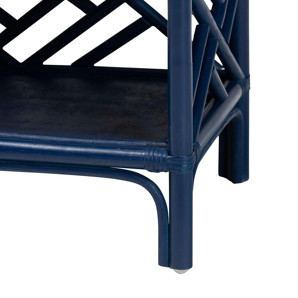 bali & pari - Tiaret Nightstand in Blue - WS117-Small Knob-Royal Blue-Rattan-NS view 7