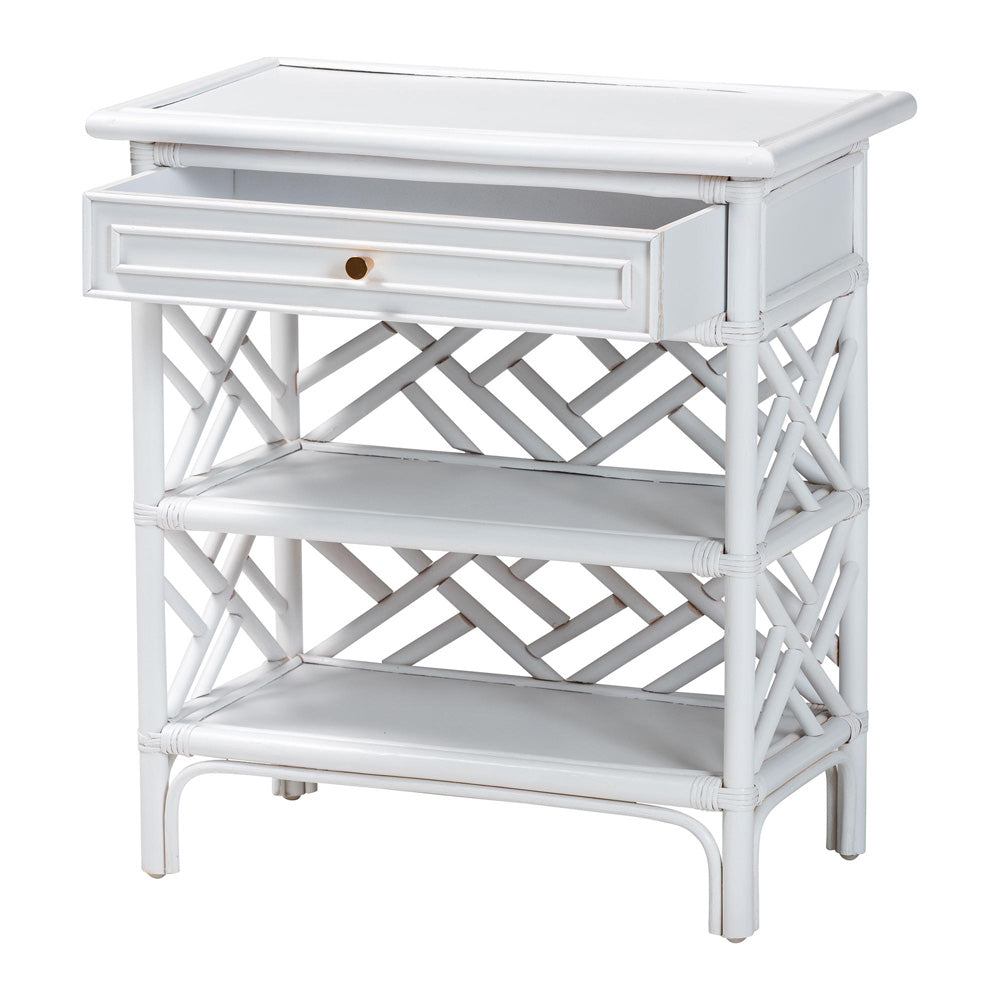 bali & pari - Tiaret Nightstand in White - WS117-Small Knob-White-Rattan-NS view 2