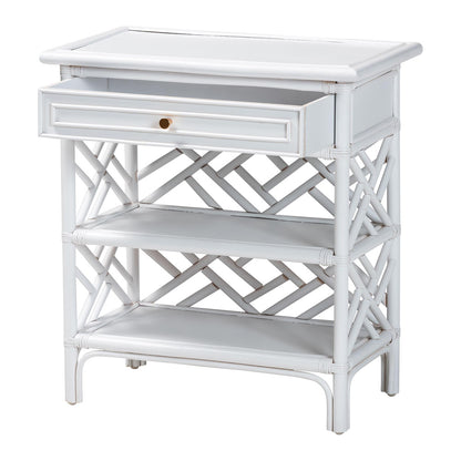 bali & pari - Tiaret Nightstand in White - WS117-Small Knob-White-Rattan-NS view 2