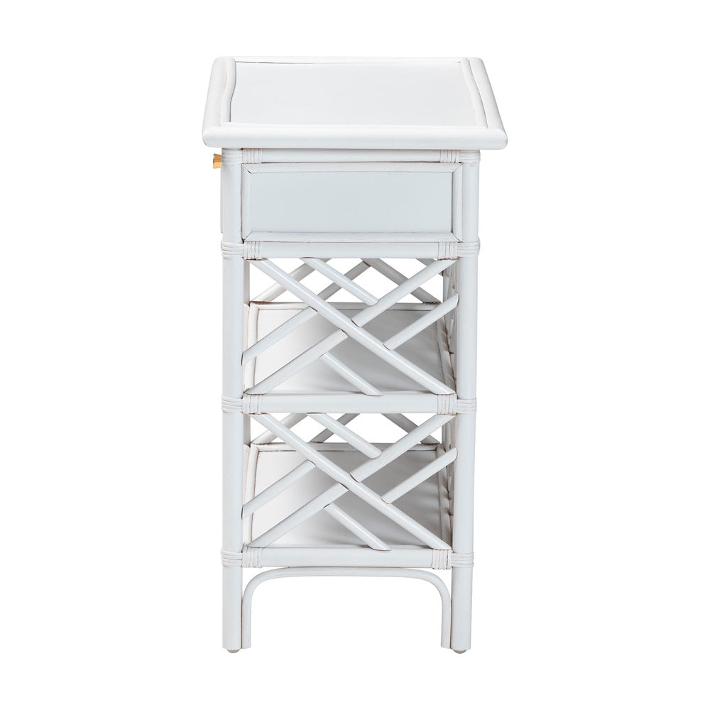 bali & pari - Tiaret Nightstand in White - WS117-Small Knob-White-Rattan-NS view 4