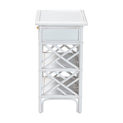 bali & pari - Tiaret Nightstand in White - WS117-Small Knob-White-Rattan-NS view 4