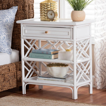 bali & pari - Tiaret Nightstand in White - WS117-Small Knob-White-Rattan-NS view 9