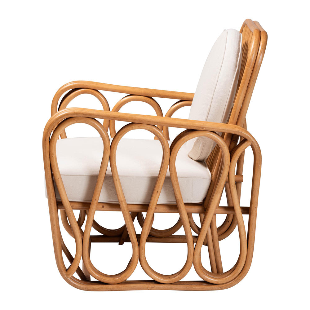 bali & pari - Tiramisu Arm Chair in Light Honey/White - Tiramisu-Light Honey Rattan-AC view 3