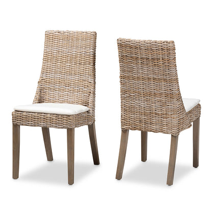 bali & pari - Toby Set of 2 Dining Chairs in White/Greywashed/Brown - Toby-Grey Natural-DC view 1