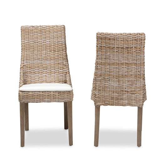 bali & pari - Toby Set of 2 Dining Chairs in White/Greywashed/Brown - Toby-Grey Natural-DC view 2