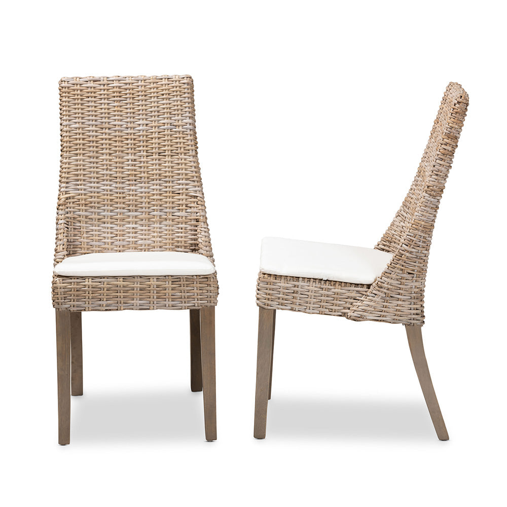 bali & pari - Toby Set of 2 Dining Chairs in White/Greywashed/Brown - Toby-Grey Natural-DC view 3