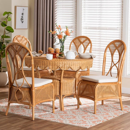 bali & pari  - Tony Dining Set in Light Honey - Tony-Light Honey Rattan-5PC Dining Set view 8