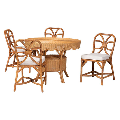 bali & pari - Trenton Dining Set in Light Honey - Trenton-Light Honey Rattan-5PC Dining Set view 1