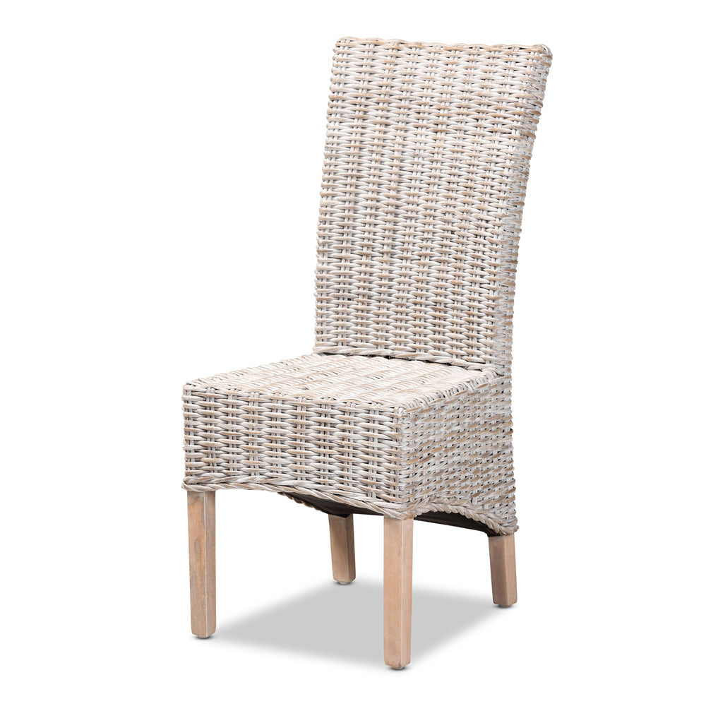 bali & pari - Trianna Dining Chair in White/Natural Brown - Florence Highback-White Washed-DC view 1