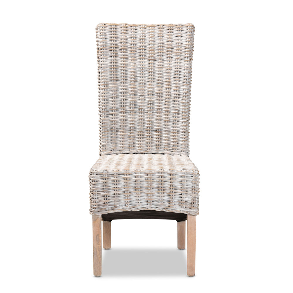bali & pari - Trianna Dining Chair in White/Natural Brown - Florence Highback-White Washed-DC view 2