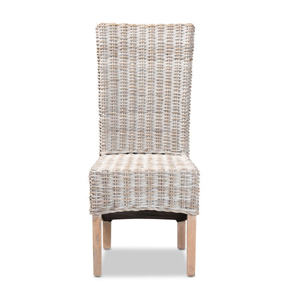 bali & pari - Trianna Dining Chair in White/Natural Brown - Florence Highback-White Washed-DC view 2