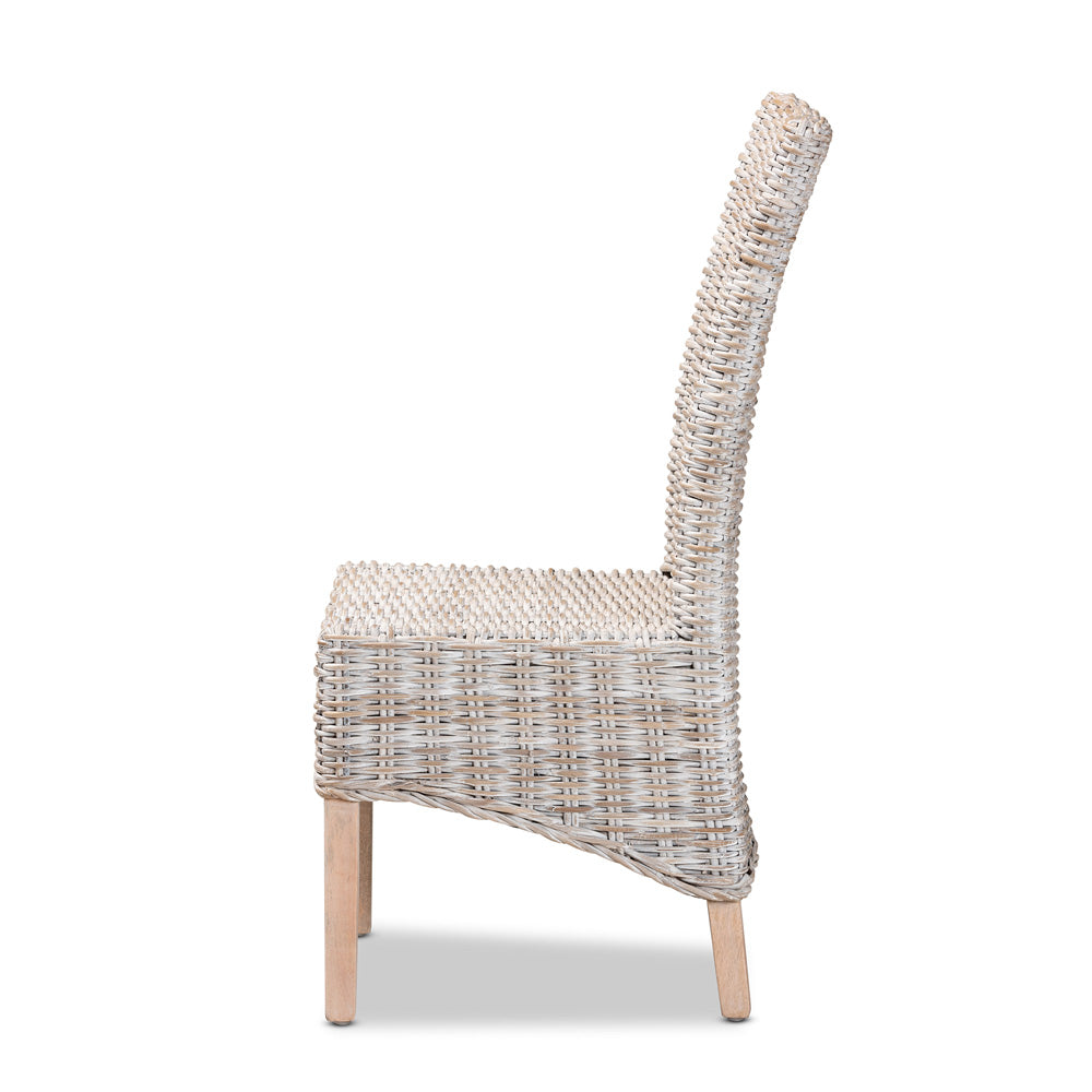 bali & pari - Trianna Dining Chair in White/Natural Brown - Florence Highback-White Washed-DC view 3