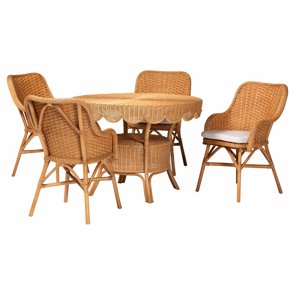bali & pari - Tucson Dining Set in Light Honey - Tucson-Light Honey Rattan-5PC Dining Set view 1