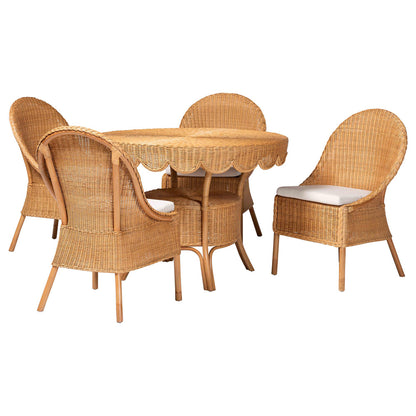 bali & pari - Tyrone Dining Set in Light Honey - Tyrone-Light Honey Rattan-5PC Dining Set view 1