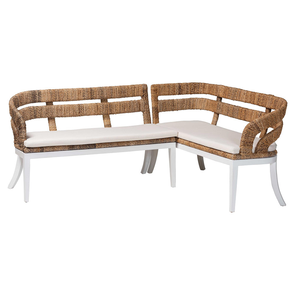 bali & pari - Ubud Set of 2 Corner Benches in Natural Brown - Ubud-Natural Seagrass Rattan-2PC Bench Set view 1