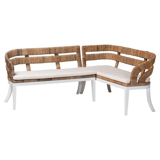 bali & pari - Ubud Set of 2 Corner Benches in Natural Brown - Ubud-Natural Seagrass Rattan-2PC Bench Set view 1