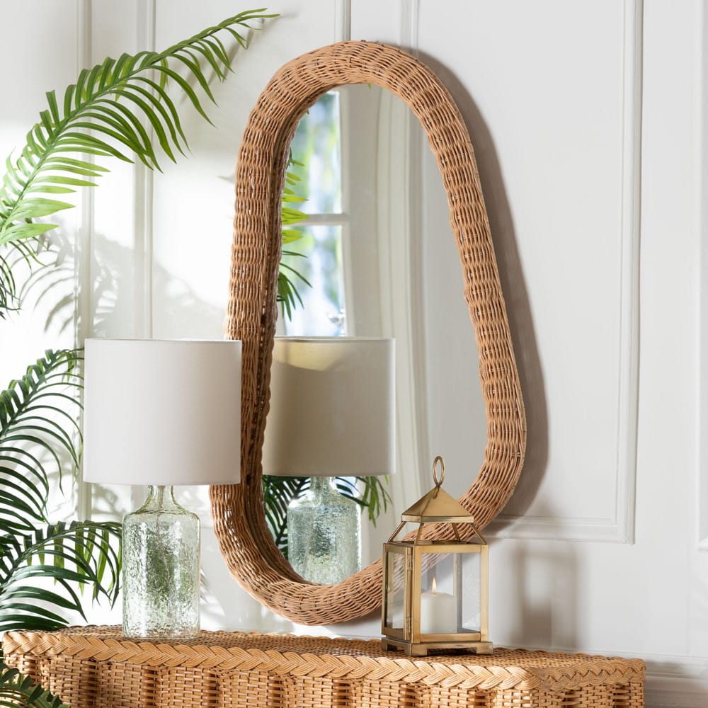 bali & pari - Ulrica Mirror in Honey - WS165-Honey Rattan-Mirror view 3